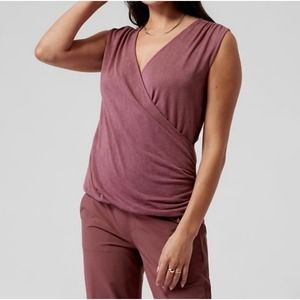 Athleta Breezy Wrap Tank Top Tawny Rose Tencel V-Neck Workout Yoga Sz 3X NWT